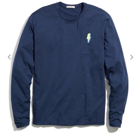 Marine Layer Other - Marine Layer Mens Long Sleeve Graphic Tee Navy Blue Neon Bolt Size Large